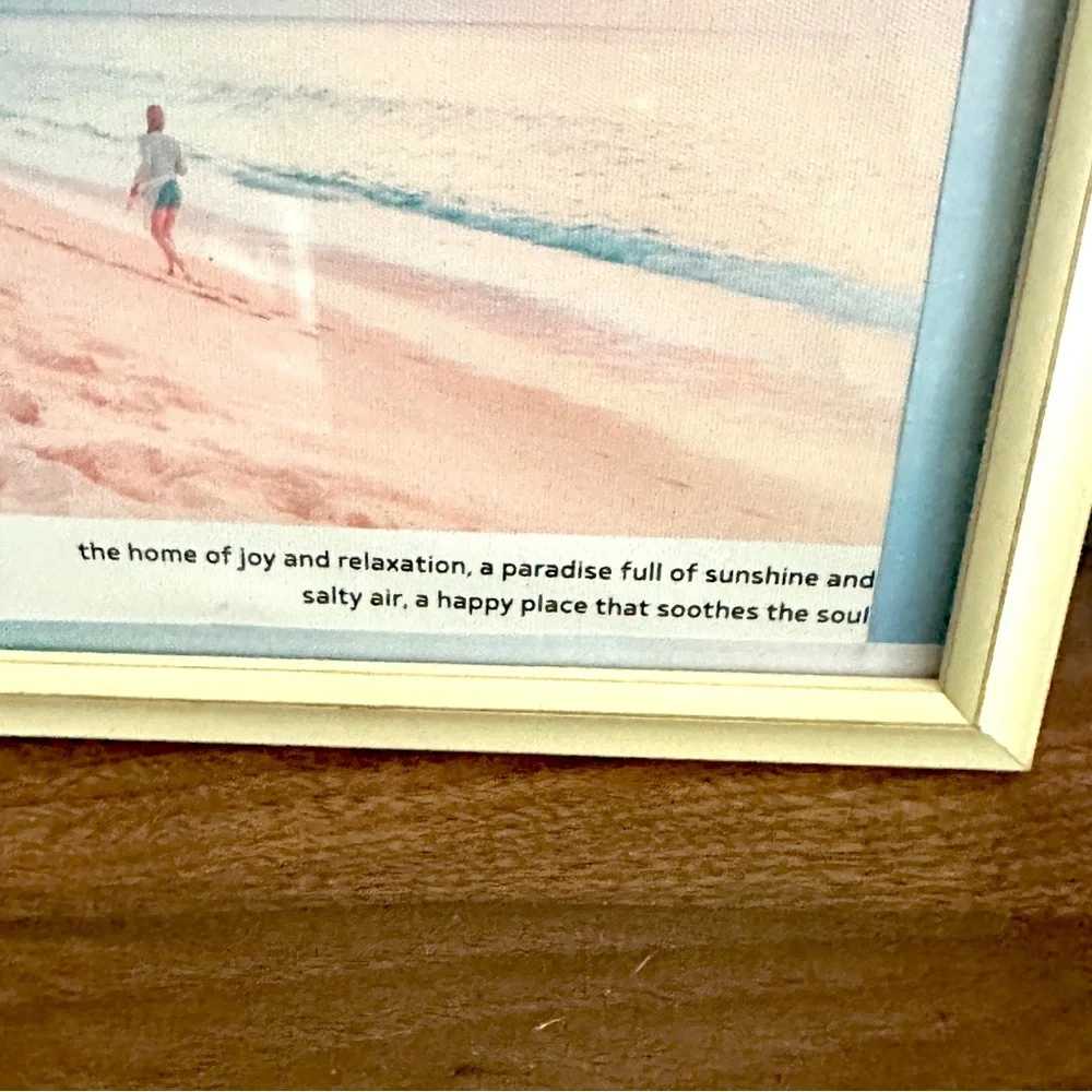 BEACH Summer Dictionary Series Ocean Canvas Art Print Framed Wall Art 10x13”